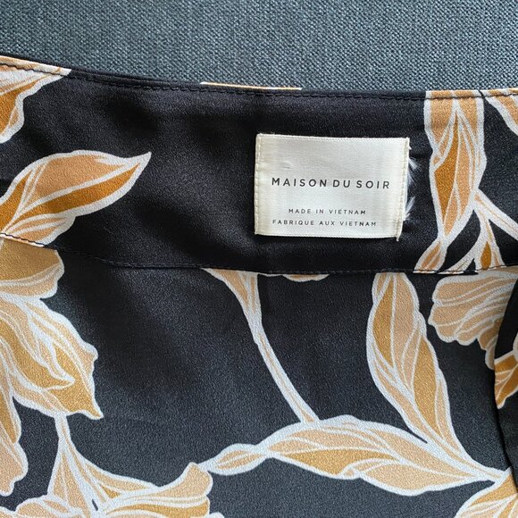 Maison Du Soir Selene Floral Kimono Cardigan/Dressing Gown, Black/Gold, Size S - Picture 5 of 6